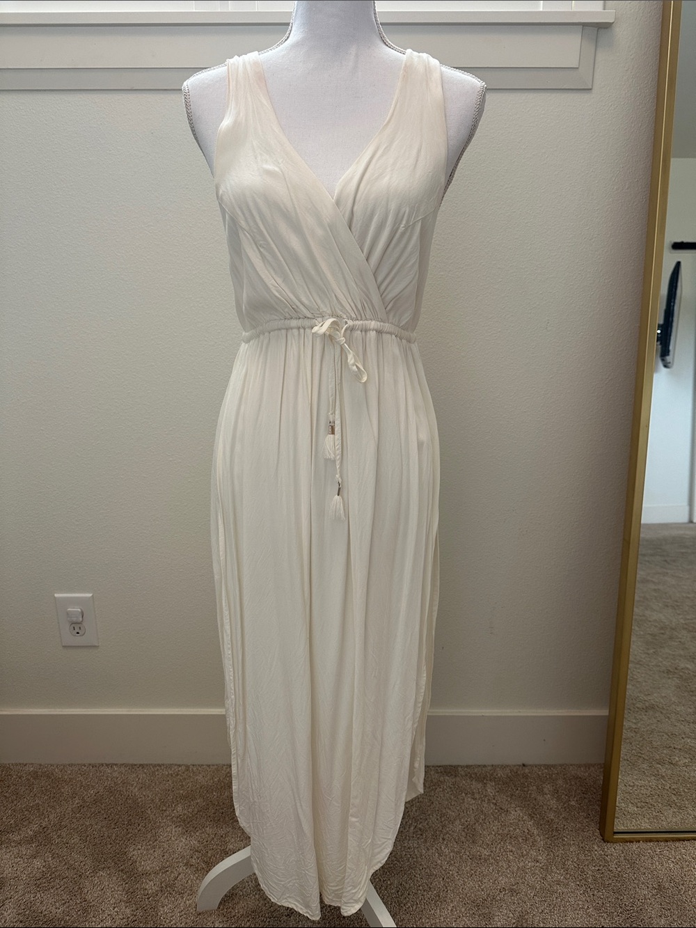 L*Space Cream Maxi Coverup with Tie Waist